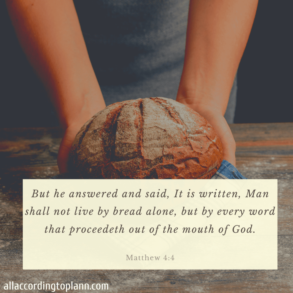 “But he answered and said, It is written, Man shall not live by bread alone, but by every word that proceedeth out of the mouth of God.”- Matthew 4:4